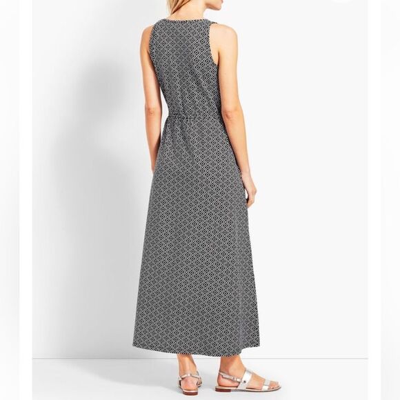 Talbots Avalon Tiles Jersey Maxi Dress Black White Geometric Maxi SM women’s EUC - Picture 3 of 14